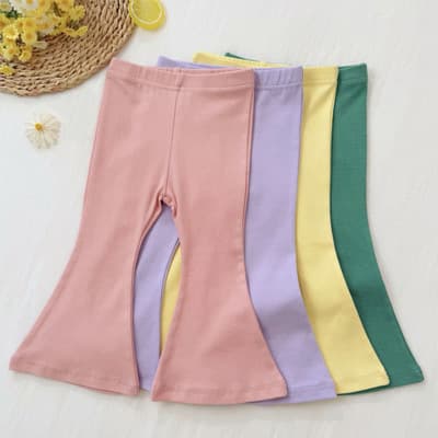 Girls' Long Pants Spring and Autumn New Style Pure Cotton Flared Pants Children's Comfortable Breathable Outdoor Pants Dopamine Casual Long Pants