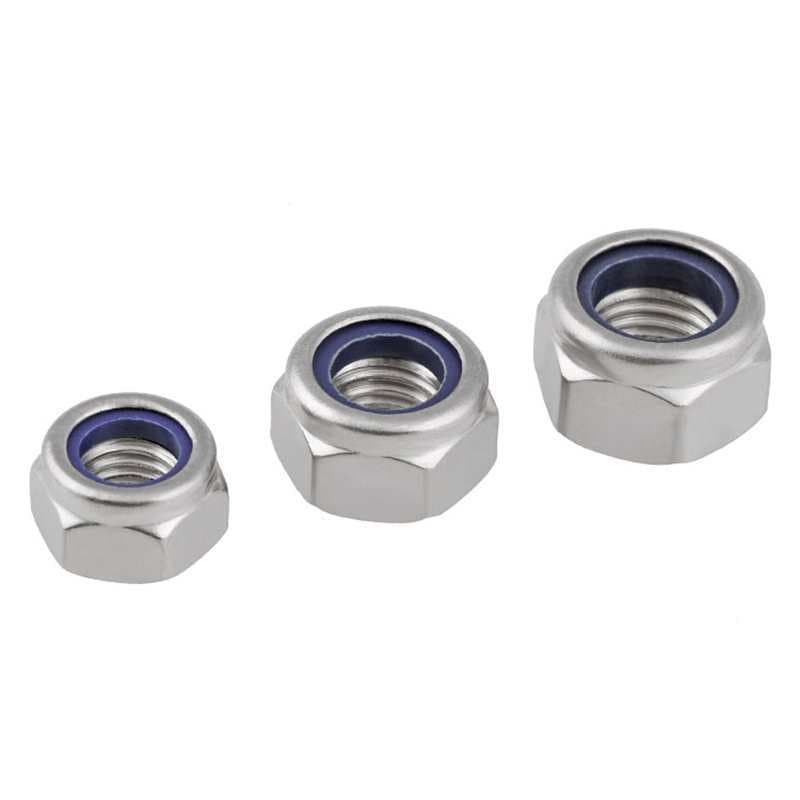 304 Stainless Steel Nylon Lock Nut 316 Self-Locking Nut Fine Thread Nylon Ring Locking Screw Nut M2.5-M36