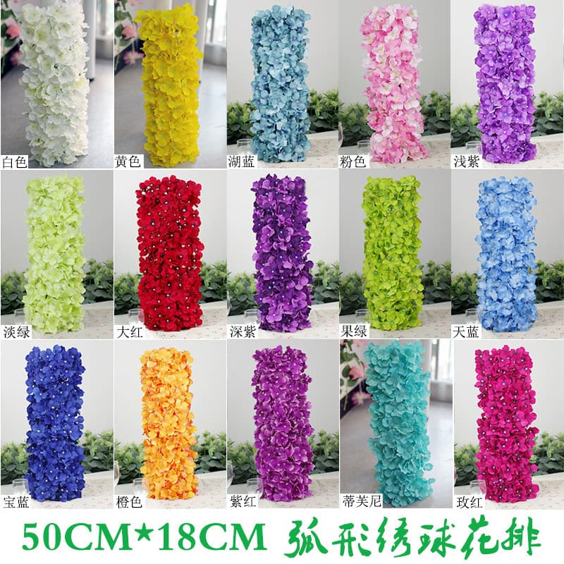Summer flowers thick wool cloth hydrangea simulation flower arrangement square pavilion garden pavilion archway lead fake flower wall wedding photography arrangement flower column