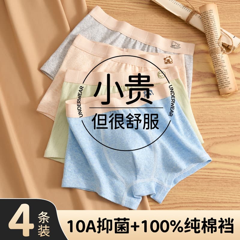 Boys' Cotton Briefs Class A Cotton Teen Boys Developing Period Big Kids Children's Large Size Boxer Briefs