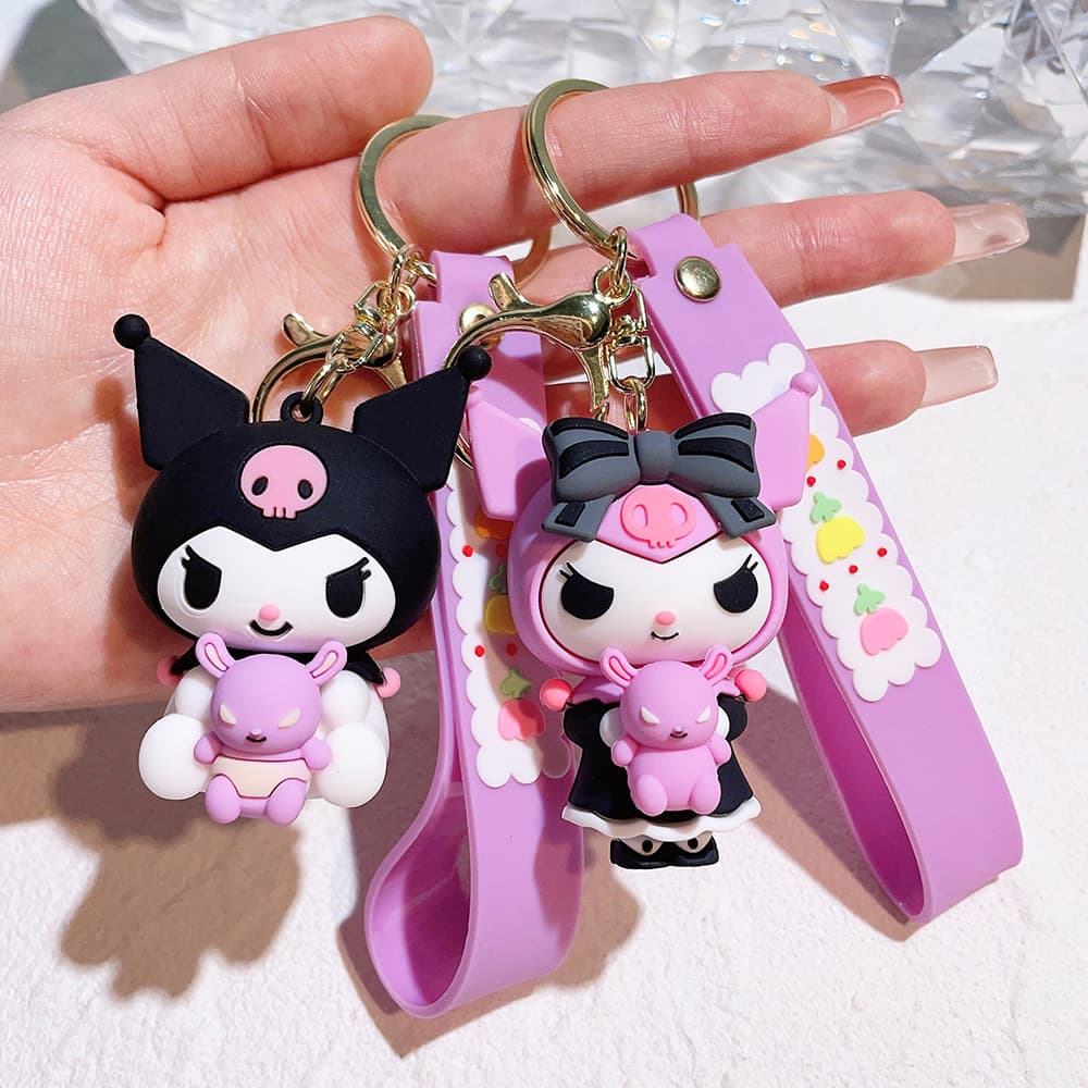 Creative Sanrio Cradle Kuromi Series Keychain Cute Claw Machine Gift Keychain for Men and Women
