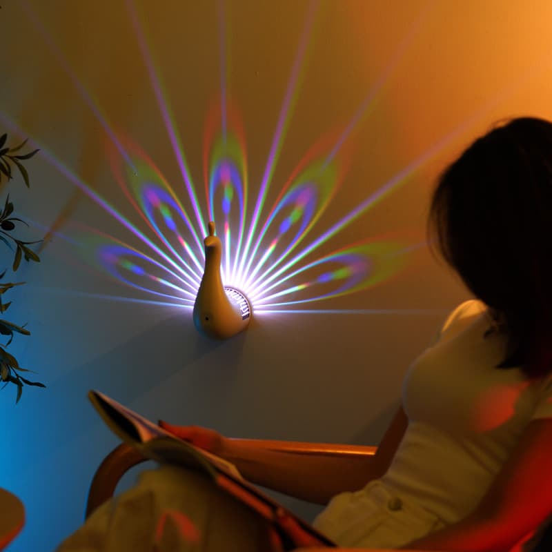 Peacock Projector Night Light Remote Control Home Decorative Atmosphere Lamp Colorful Bedroom Small Night Light Birthday Gift
