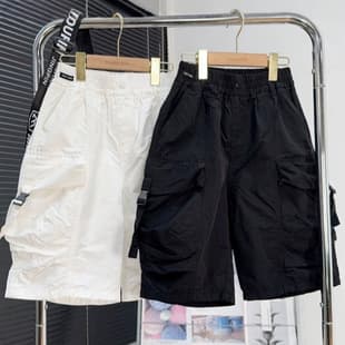 2026 Summer Daily New Style Boys and Girls Fashion Breathable Multi-Pocket Solid Color Versatile Outdoor Knee-Length Shorts Trendy