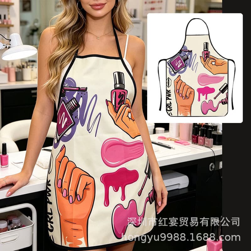 Cross-Border Hot Selling Beauty Lipstick Nail Polish Apron Nail Salon Stain-Proof Neck Cloth Fabric Apron Nail Tool