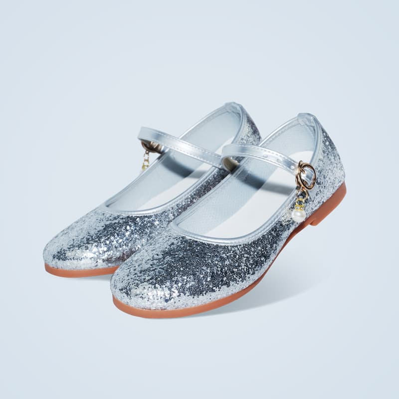 Crystal Dance Shoes Modern Shoes Girls Toddler Princess Leather Low Heel Silver Dress Performance Show