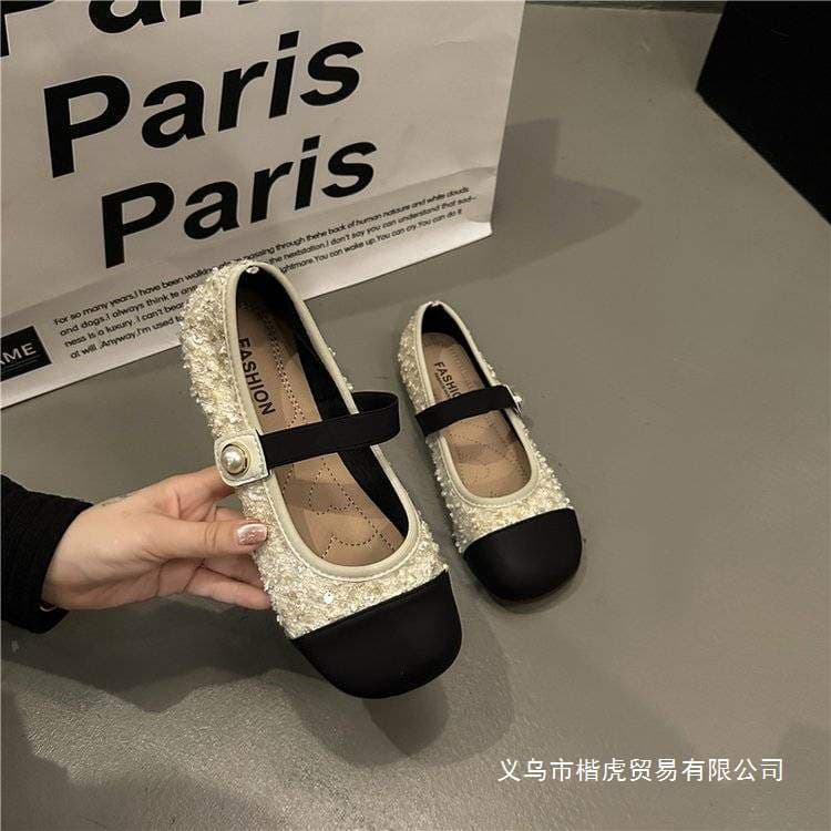 Large Size Women's Shoes 41-43, Wide Foot Flat Mary Jane Sandals, Summer New Style Flat Bean Shoes