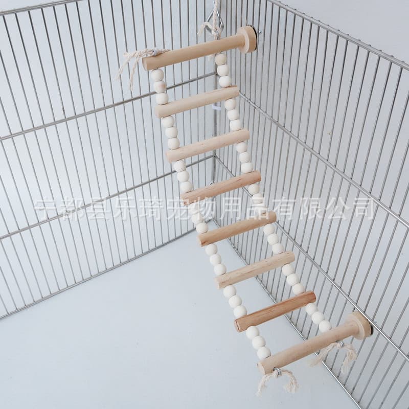 Parrot Climbing Ladder Solid Wood Climbing Rope Ladder Bird Cage Toy Accessories Factory Direct Supply