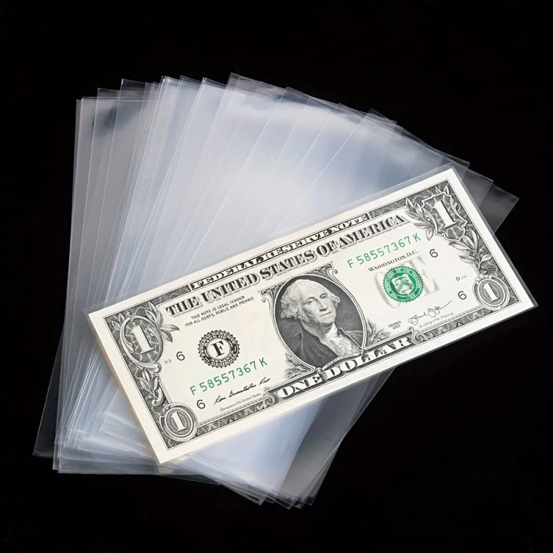 Wholesale 100 Pcs Dollar Protective Sleeves Transparent Banknote Currency Covers and Bill Collection Sleeves for Collectors