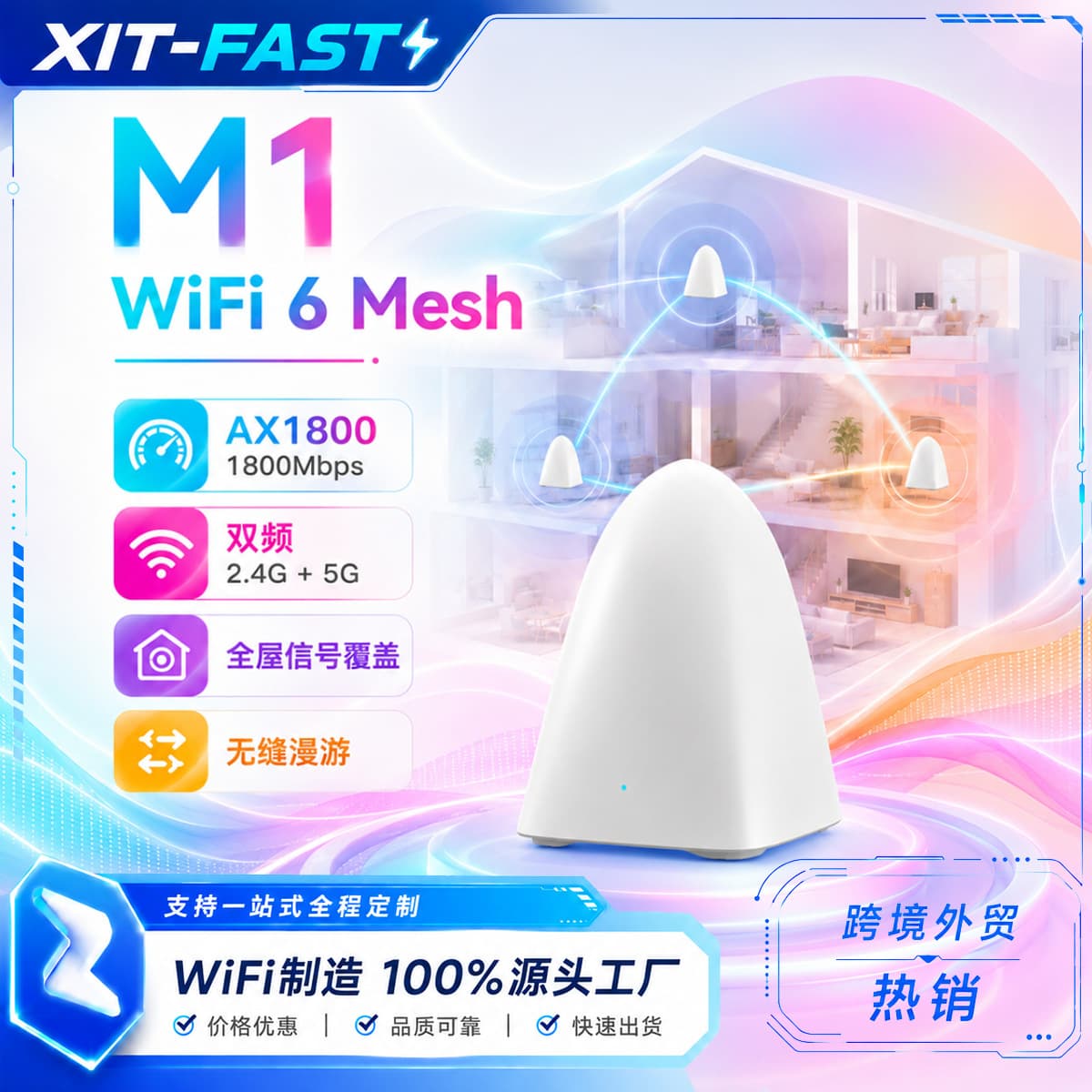 Mesh Wireless Router, Whole Home Signal Coverage, Distributed Home AX1800 Gigabit Ethernet Ports