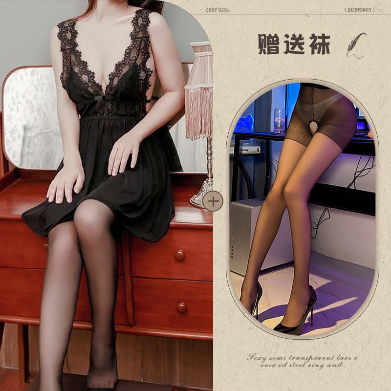 Night Scent Lingerie Mesh Skirt Sleepwear Low-Cut Wide Strap Camisole Nightgown Sheer Seductive Homewear 889