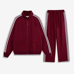 New Autumn Three-Stripe Sportswear Set for Men, Stand Collar Jacket and Long Pants, Versatile and Loose Two-Piece Set