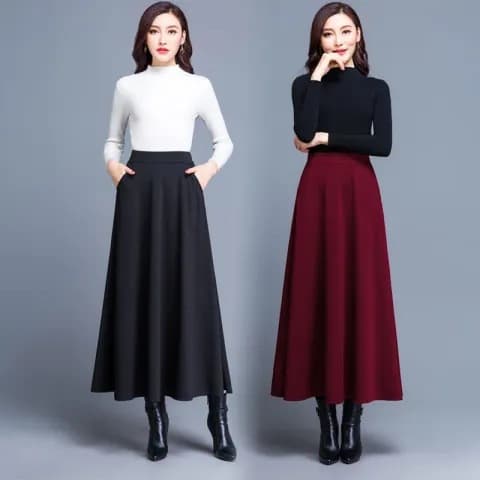 2026 Midi Skirt A-Line Skirt High Waist Slimming Versatile Korean Style Plus Size Women
