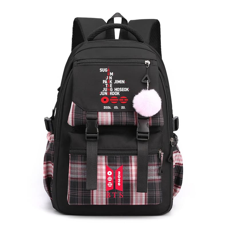 BTS Theme Pattern Backpack Durable and Sturdy Large Capacity School Bag for Primary and Middle School Students