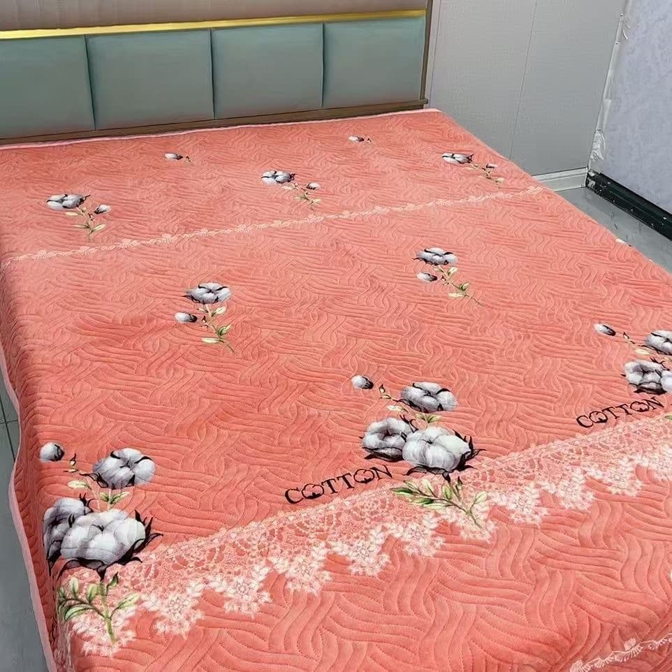 Milk Velvet Bed Cover 3-Piece Set, Thickened Tatami Throw Blanket, Quilted Crystal Velvet Bedspread, Sheet, Live Streaming Hot Seller