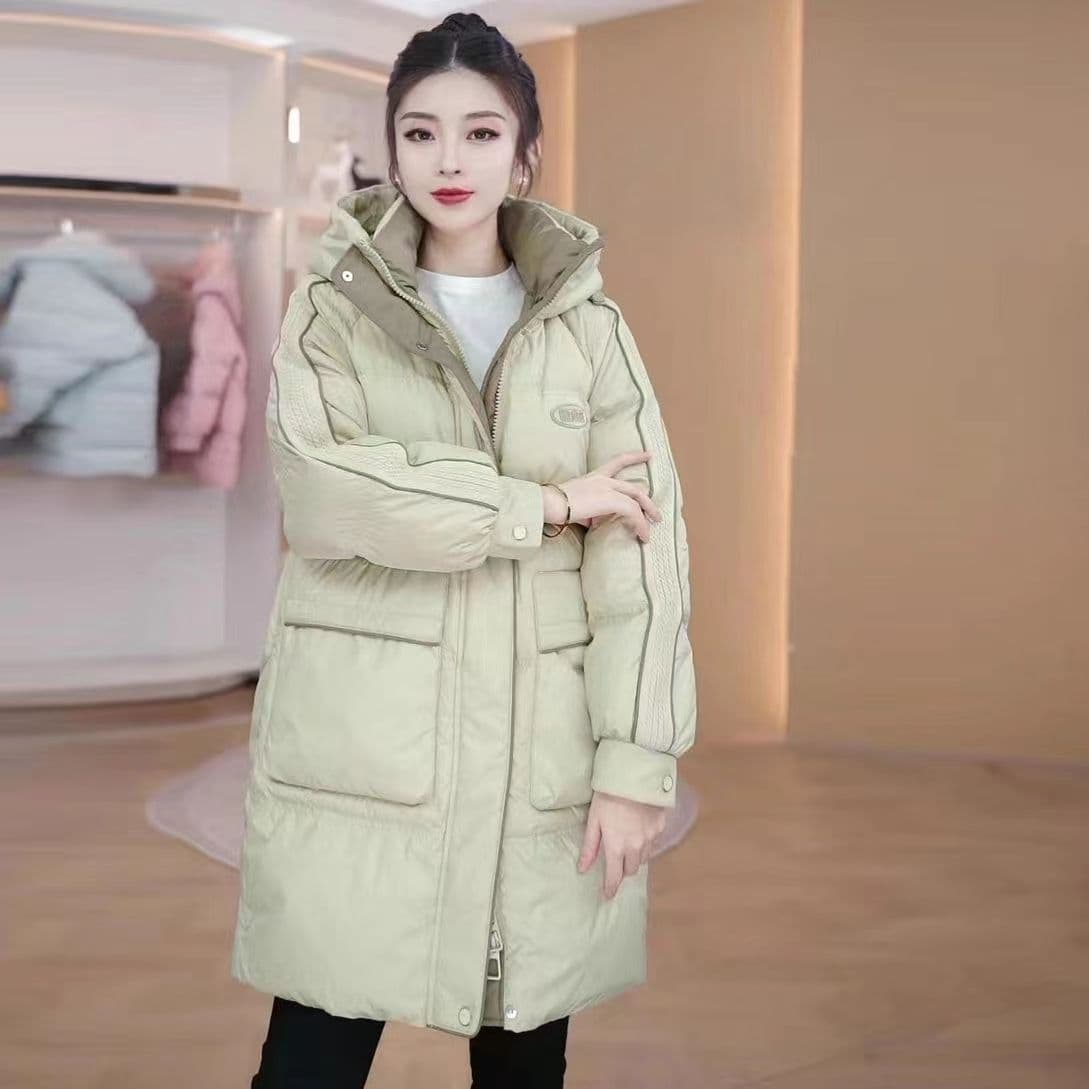 Petite women's mid-length loose figure-flattering new stylish thick cotton coat winter plus-size hooded padded down cotton jacket
