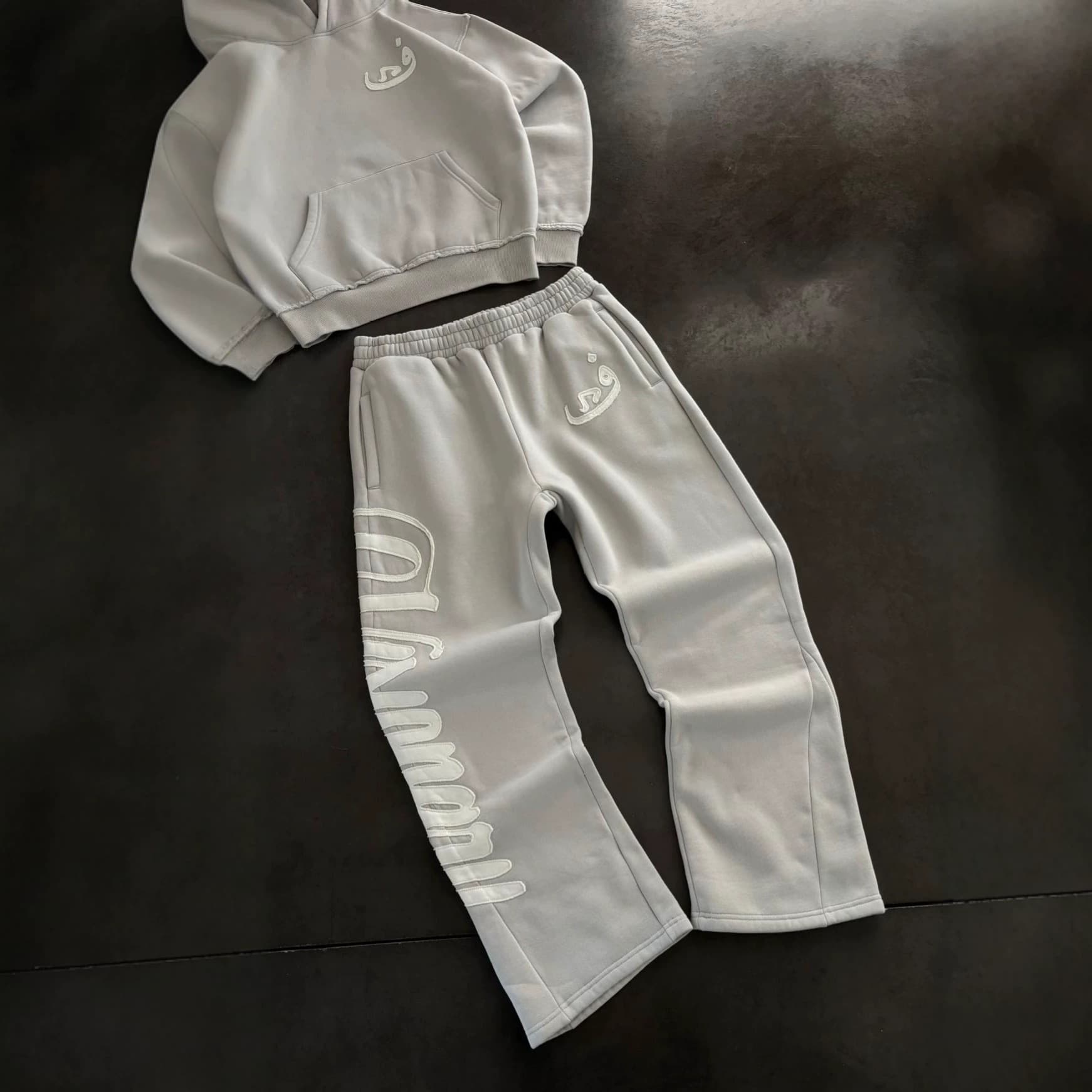 European and American Cross-Border Independent Station Trendy Letter Patch Casual Street Hoodie and Sweatpants Set Men's Wholesale