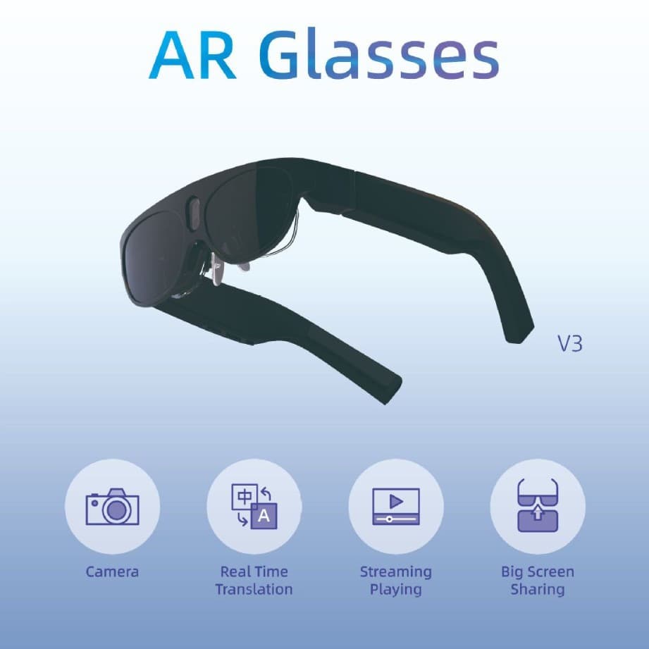 Smart AR Wireless Screen Mirroring Glasses 3D Smart Viewing Directly Connect to Phone