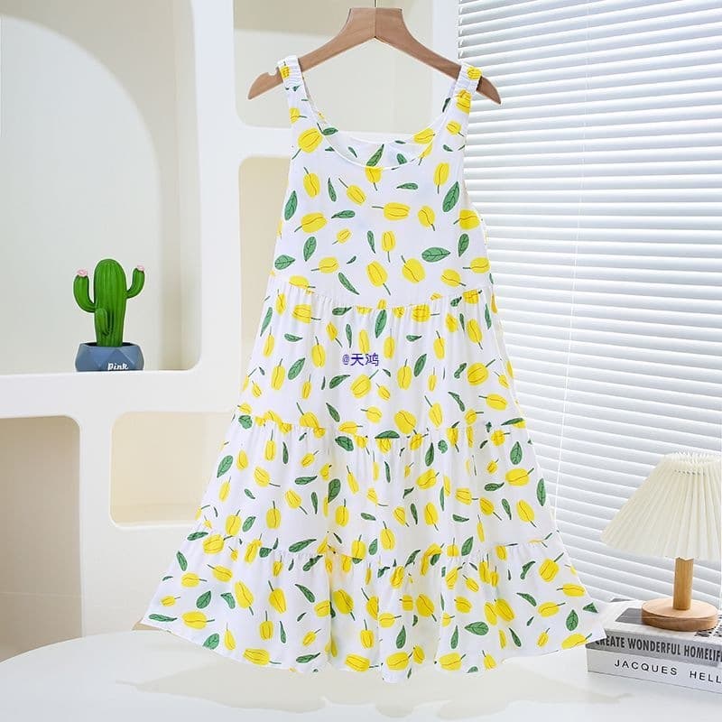 Children's Cotton Silk Sleep Dress Homewear Summer Thin Vest Dress New Girls' Sleeveless Dress