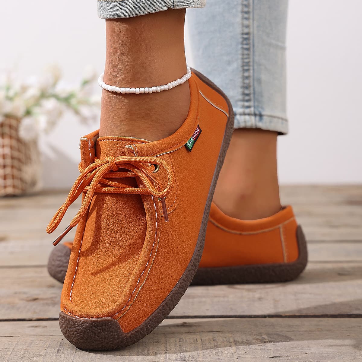 Spring Flat Shoes for Women Casual Loafers Comfortable Women's Flat Shoes Lace-up Snail Shoes Mother Shoes Wholesale