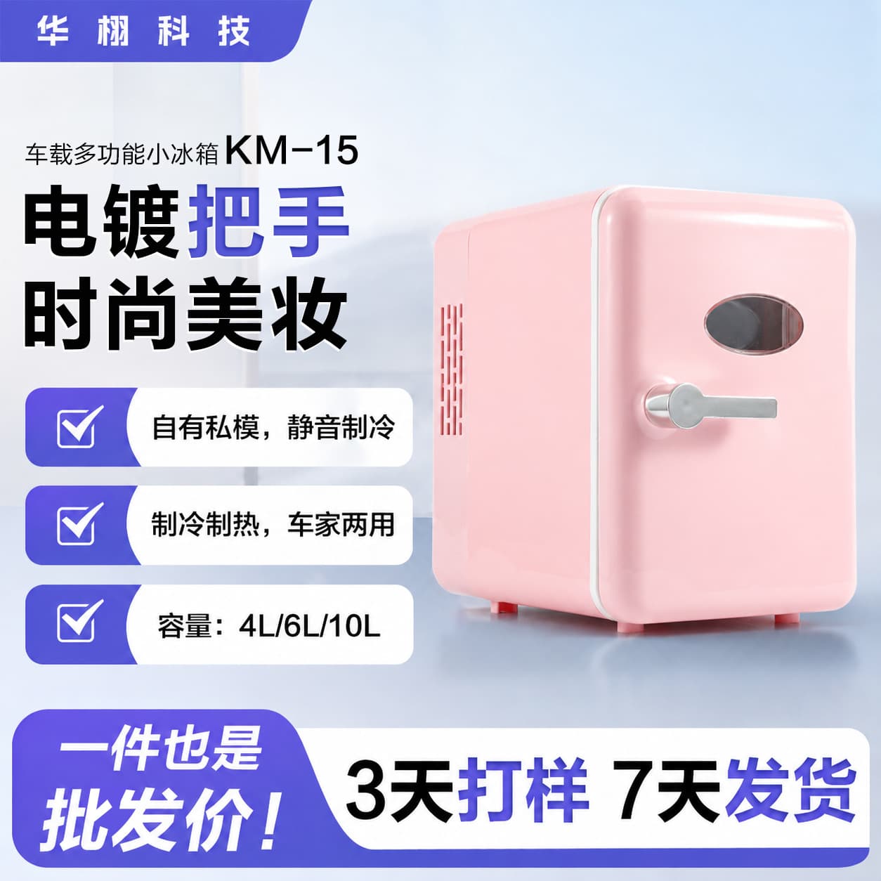 New Beauty Fridge 4L Car & Home Dual-Use Cosmetic Semiconductor Mini Fridge Outdoor Toy Fridge