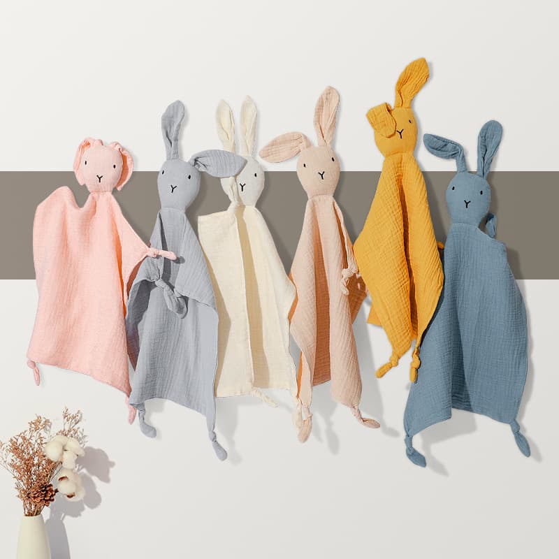 Baby Security Blanket Pure Cotton Gauze Comfort Toy Rabbit Handkerchief Soother Cross-Border Manufacturer