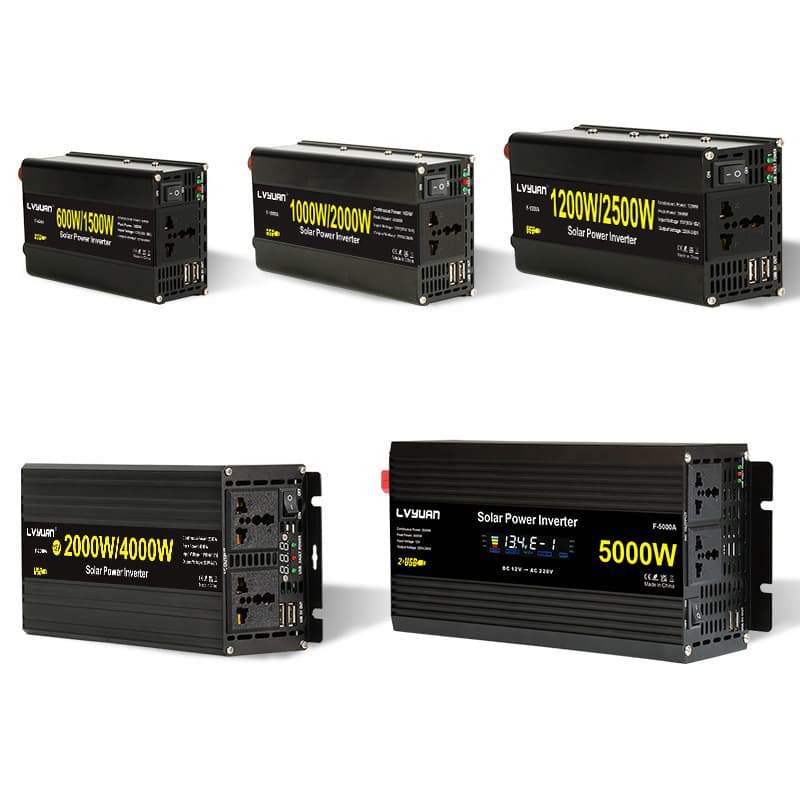 Luyuan 600W-5000W Car Inverter 12-24V to 220V EU Standard Cross-border Photovoltaic Energy Storage Pure Sine Wave