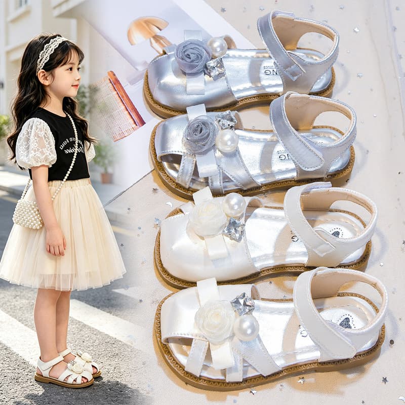 Kids' Closed Toe Sandals 2026 Summer New Style for Toddler and Older Kids Little Girl Bow Solid Color Princess Sandals Wholesale