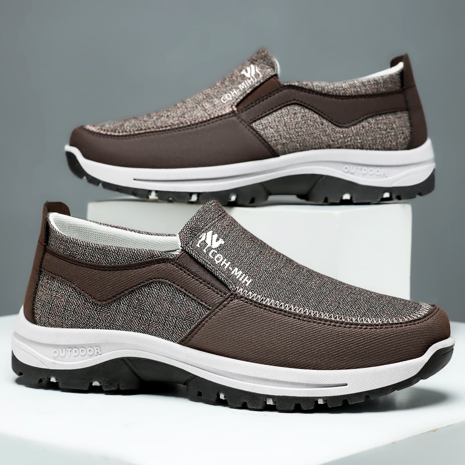 Men's Large Size Walking Shoes Spring Style Soft Sole Casual Shoes Shallow Mouth Men's Versatile Comfortable Single Shoes Thick Sole Cloth Shoes