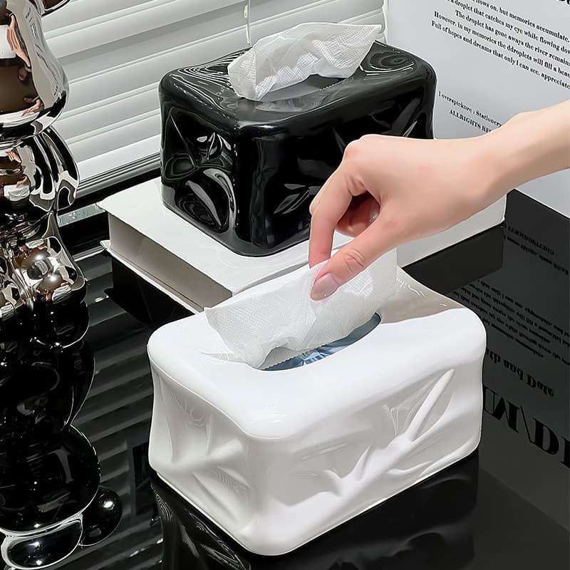 Creative living room coffee table tissue box home napkin storage box round tissue box desktop facial tissue box light luxury