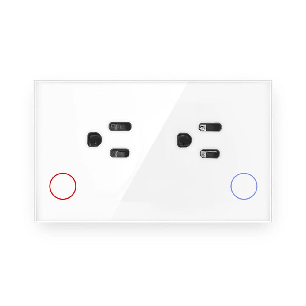 US Standard Tuya WiFi/Zigbee Smart Outlet 15A Glass Panel Supports App Setting Button Backlight