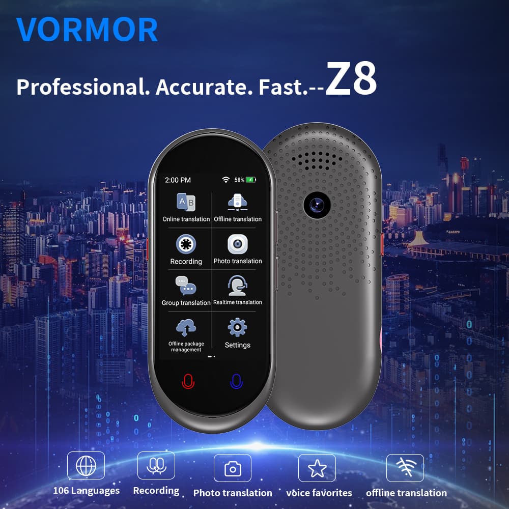 Z8 Smart AI Voice Translator English Russian Arabic Business Travel Photography Accurate Offline Translator