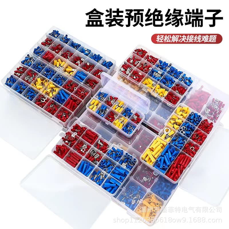 Terminal Block Box Cold Press Terminals Pre-Insulated Wire Connector Terminal Combination Copper Connection Terminal Set Cross-Border Hot Sale
