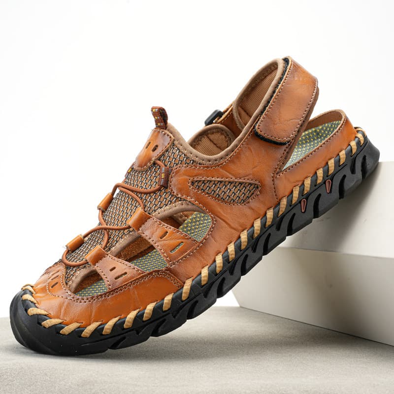 Genuine Leather Men's Sandals Beach Shoes Export Large Size Breathable Sandals Retro Handmade Shoes Summer Casual Men's Leather Shoes
