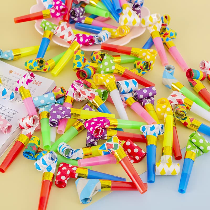 Colorful blowout whistles for baby birthday parties, celebration horns, and Children's Day gifts with cartoon designs