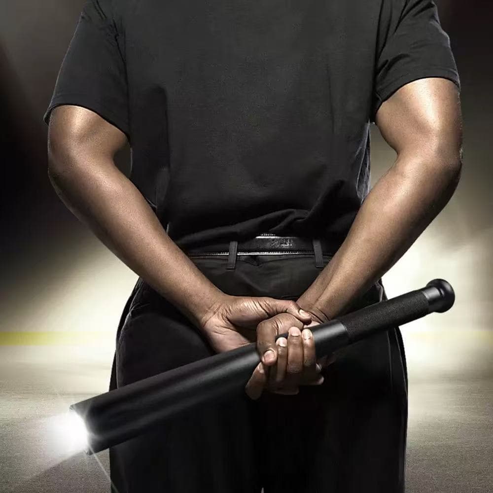 Aluminum Alloy Self-Defense Baseball Bat for Car and Home Use with Bright Flashlight