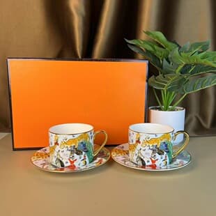 New Jungle King Coffee Double Cup Saucer Set, Home Steak Plate Coffee Mug Mug Gift Box Set