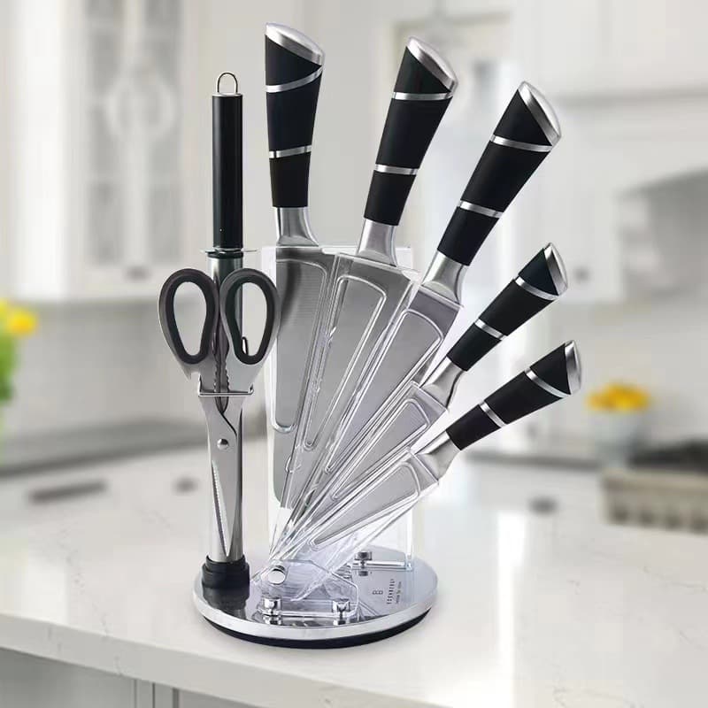 Foreign trade hot sale in stock stainless steel hollow handle knife set gift knife set eight-piece knife set suit kitchen household knife