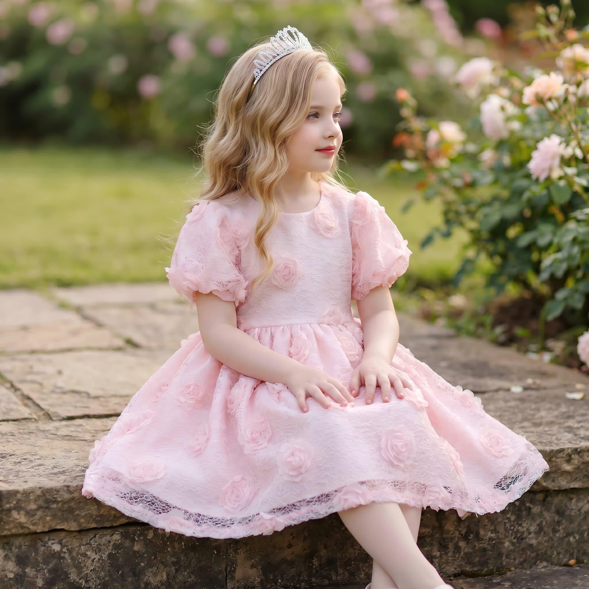 New baby girl princess dress girl lace light dress sweet skirt Children's Day performance costume birthday party short skirt