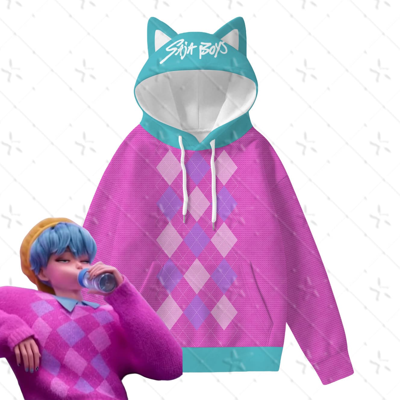 Kpop Hunter Witch Saja Boys Support Cat Ear Hoodie Anime Cosplay Baby Saja Same Style Sweatshirt