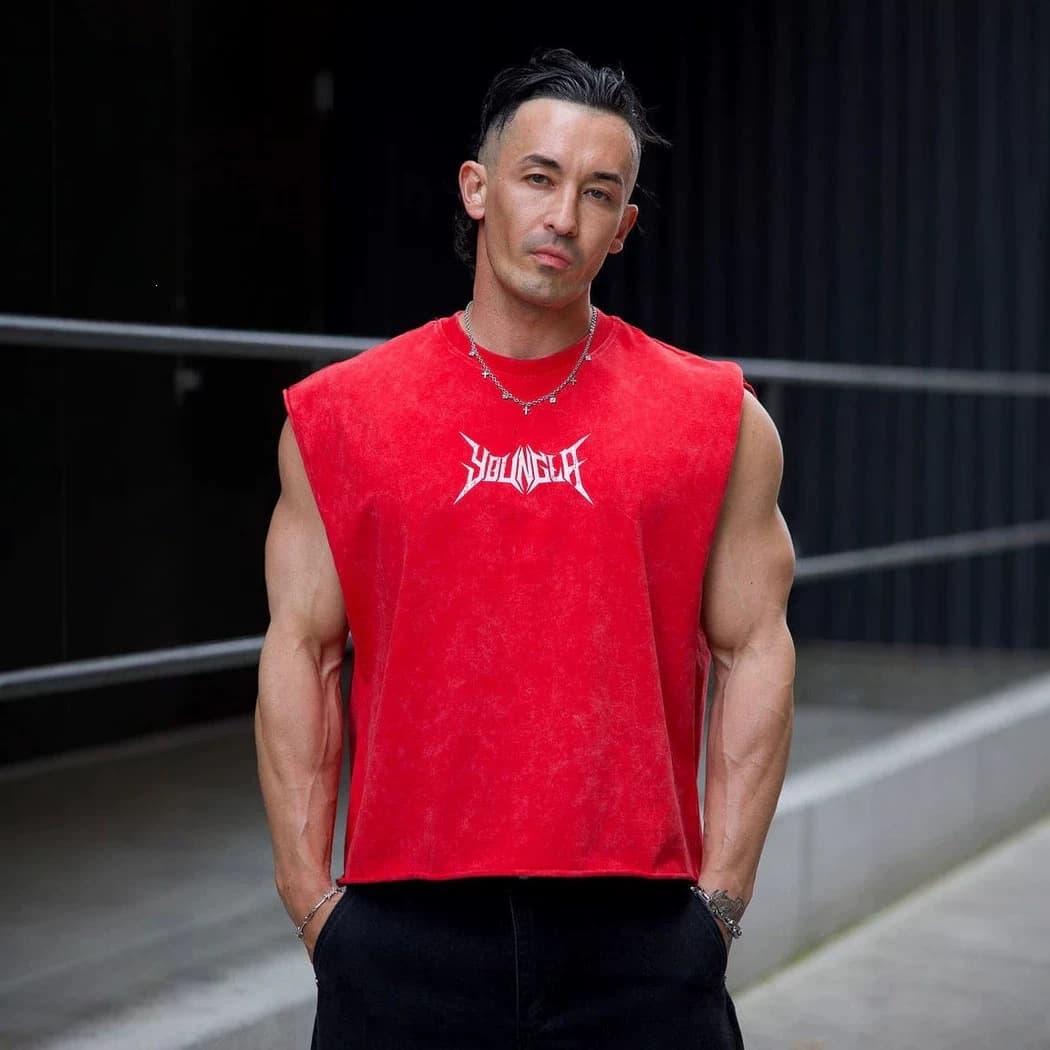 YOUNGLA American Street Style Men's Vest Summer New Jogging Sports Fitness Vest Fashion Casual Sleeveless T-Shirt