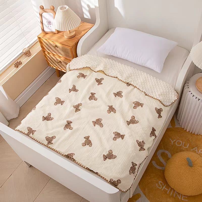 Children's Cotton Gauze Bean Blanket, Ultra-Soft Soothing Blanket, Four-Season Baby Cover, Air Conditioning Constant Temperature Small Blanket, Customizable