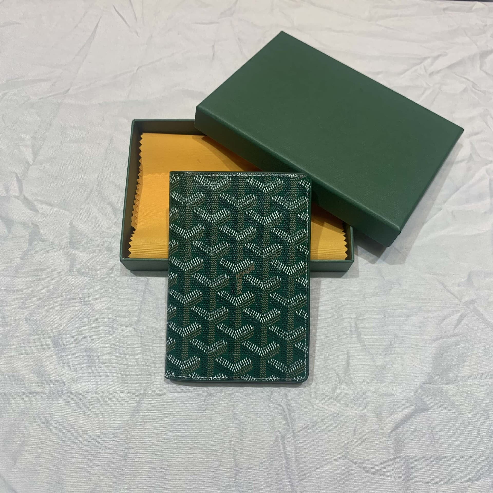 Goyar Passport Holder Linen Fabric with Top Layer Leather Document Organizer