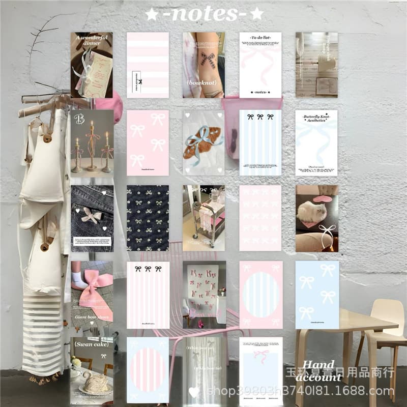Original Material Paper Star Denim Ballet Style Bow M5 Scrapbooking Collage Base Paper Punchable for Inner Pages