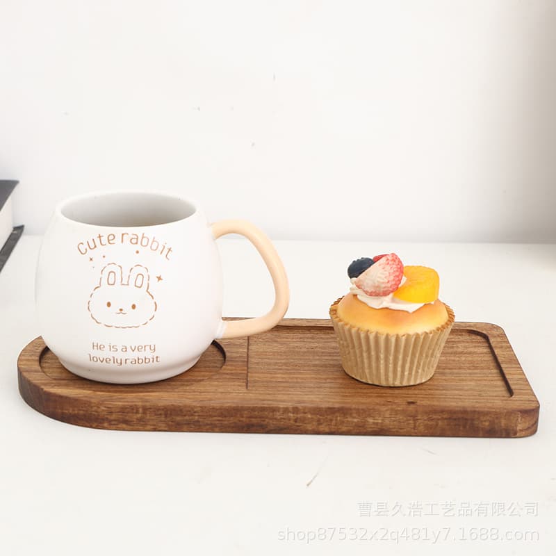 Cross-border Wooden Desktop Tea Tray Bread Milk Divider Japanese Breakfast Tray Coffee Shop Dessert Afternoon Tea Serving Tray