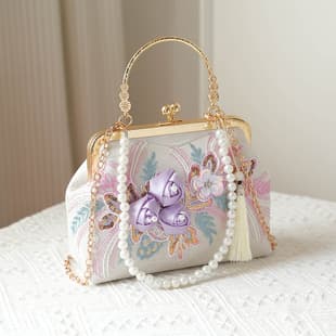 2025 New Chinese Style Wealth and Blossom Cheongsam Bag Women's High-End Large Flower Handbag Retro Style Crossbody Bag Trendy