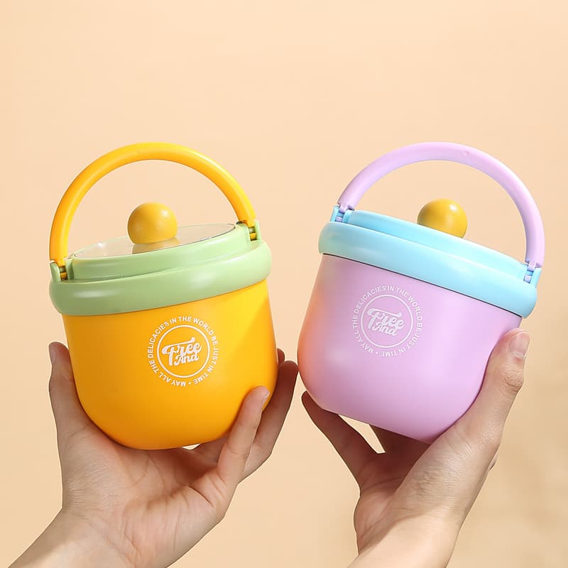 Student and Office Worker 304 Stainless Steel Insulated Portable Milk Cup with Handle, Lid, and Spoon for Breakfast Oats