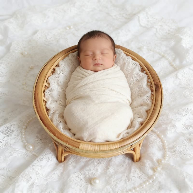 Rustic Handwoven Baby Rattan Chair Newborn Photography Prop Studio Pose Essential Tool