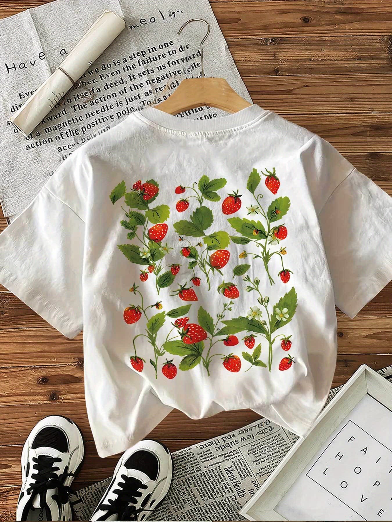 Women's Soft Breathable T-Shirt - Cute Strawberry Branches F