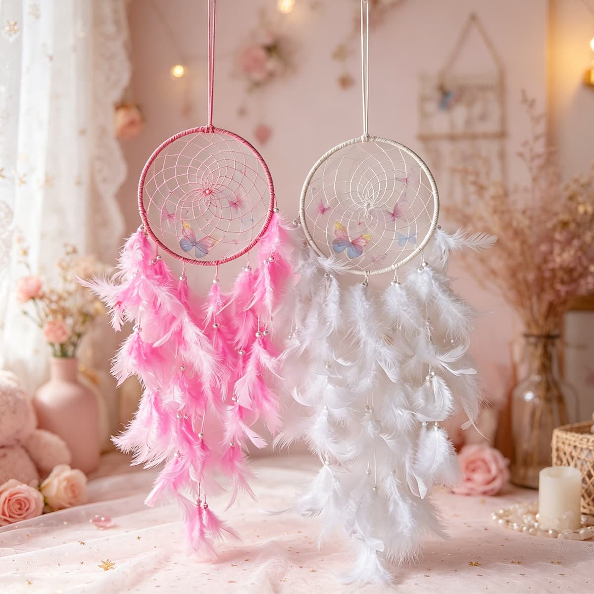 New Butterfly Dream Catcher Bedroom Decoration Wind Chime Hanging Ornament Forest Style Birthday Gift Wind Chime Pendant