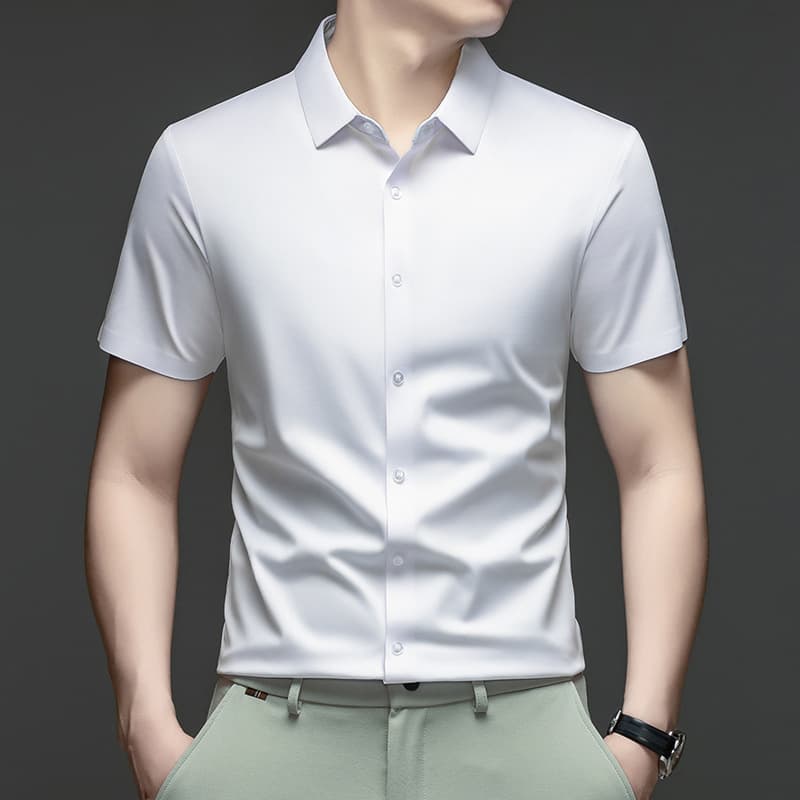 Men's Seamless Short-Sleeve Casual T-Shirt Summer White Shirt for Father Bulk Factory Wholesale